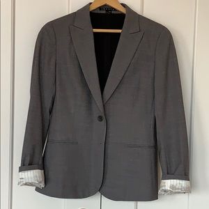 Theory “Broadway” gray wool two-button blazer